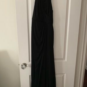 Black floor length David’s Bridal dress
